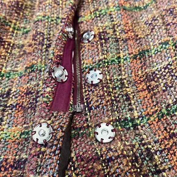 Odille Women's 2/XS Plaid Tweed Wrap Skirt Multicolor High Waisted Short - Picture 5 of 12